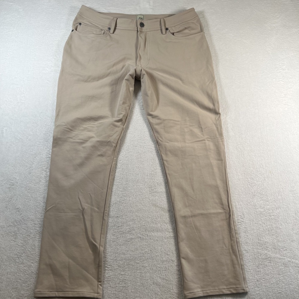 Swet Tailor Pants Mens 34x30 Beige Knit Stretch Chino Slim Straight Casual